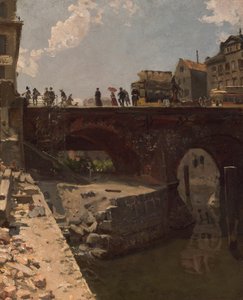 Most ve francouzském městě od Stanislas Victor Edouard Lepine