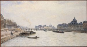 Pont des Arts, pohled z Pont Royal, asi 1884 (olej) od Stanislas Victor Edouard Lepine