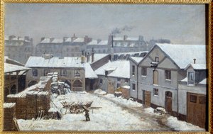 Předměstí Paříže pod sněhem Obraz Stanislas Lepine (1835-1892) 19. století Slunce. 0,26x0,43 m Rouen, Muzeum výtvarných umění