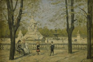 Place de la Concorde, pohled z terasy Tuilerií, asi 1880 (olej na dřevě) od Stanislas Victor Edouard Lepine