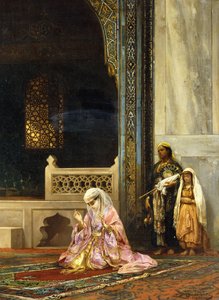 Turecká dáma se modlí v Zelené mešitě, Bursa, 1878 od Stanislaus von Chlebowski
