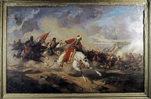 OTTOMANSKÁ ŘÍŠE: Bitva u Moháče ( 29. srpna 1526) mezi vojsky Ki... (olej na plátně) od Stanislaus von Chlebowski