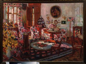 Interiér zámku Brasovo. Obraz Stanislava Yulianoviče Žukovského (1873-1944), olej na plátně od Stanislav Joulianovitch Joukovski