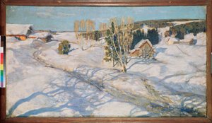 Modrý sníh. Obraz Stanislava Yulianoviče Žukovského (1873-1944), olej na plátně