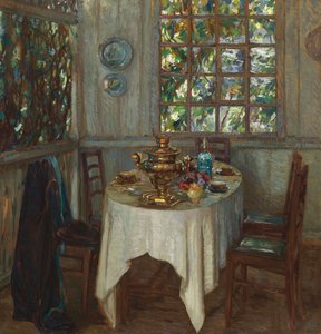 Interiér se samovarem, 1914