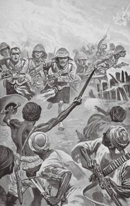 Camerons Rushing the Zareba at the Atbara (litografie) od Stanley L. (after) Wood