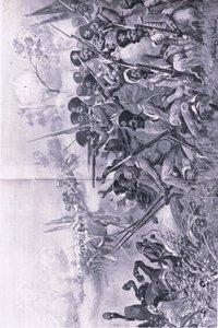 Chilianwala, 13. ledna 1849: Goddys Brigade se statečně postavila, když byla obklíčena Sikhy, ilustrace z britských bitev na zemi a na moři, 1915 od Stanley L. Wood
