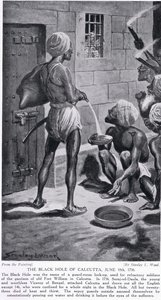 Černá díra, stará pevnost William, 18. června 1756, ilustrace z „Hutchinsonovy historie národů“, kolem roku 1910 od Stanley L. Wood