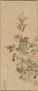 Pivoňky a lilie, období Momoyama nebo Edo, 1568-1615.