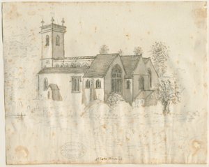 Abbots Bromley Church: náčrt tužkou s mírným oplachem, nd [1762-1802]