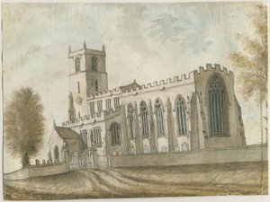 Checkley Church: malba vodovými barvami, nd [1762-1802] (malba) od Stebbing Shaw