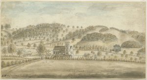 Colwich Church a Oakedge House: malba vodovými barvami, nd [1762-1802] (malba) od Stebbing Shaw