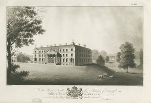 Fisherwick Hall: rytina akvatinty, nd [c 1797] (tisk) od Stebbing Shaw