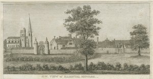Hamstall Ridware - Church and Manor House: rytina, nd [1762-1802] (tisk) od Stebbing Shaw