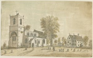 Hanbury Church: malba vodovými barvami, 1791 od Stebbing Shaw