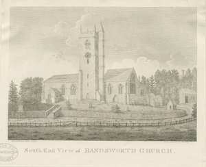 Handsworth Church: rytina od Stebbing Shaw