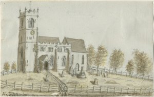 Kings Bromley Church: malba akvarelem a [c 1796] od Stebbing Shaw