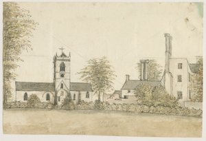 Lapley Church: malba vodovými barvami, nd [1762-1802] od Stebbing Shaw