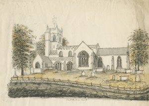 Madeley Church: kresba vodovými barvami, nd [1762-1802] od Stebbing Shaw