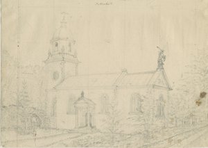 Patshull Church: kresba tužkou, nd [1762-1802] od Stebbing Shaw