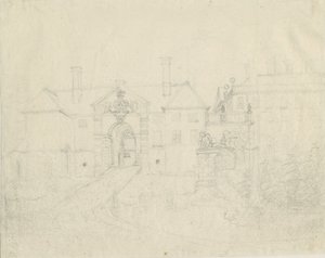 Patshull House: kresba tužkou, nd [?1762-1802] od Stebbing Shaw