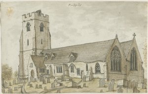 Rugeley Church (starý): malba vodovými barvami, nd [1762-1802] (malba) od Stebbing Shaw