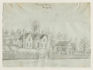 Rugeley Town - Vicarage: sépiová kresba, nd [1762-1802] (kresba) od Stebbing Shaw
