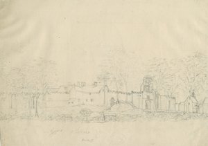 Rushall Castle/Hall: kresba tužkou, nd [1762-1802] (kresba) od Stebbing Shaw