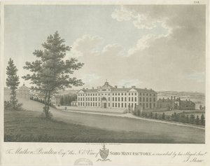 Soho Manufactory: barevná rytina akvatinty, nd [c 1798] (tisk) od Stebbing Shaw