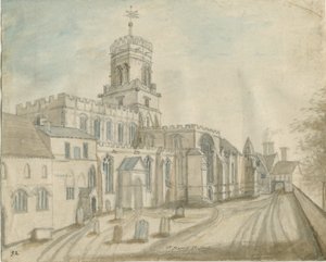 Stafford - Kostel Panny Marie: malba akvarelem a [c 1790] (malba) od Stebbing Shaw