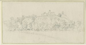 Hrad Tutbury: kresba tužkou, nd [1762-1802] od Stebbing Shaw