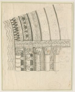 Tutbury Priory Church – West Doorway: kresba perem a sépií, nd [1762-1802] od Stebbing Shaw