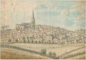 Walsall Town – North West View: malba vodovými barvami a [c 1798] od Stebbing Shaw