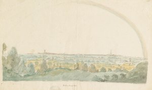 Wolverhampton - Pohled do dálky z výšin Tettenhall: malba vodovými barvami, nd [konec 18. století] od Stebbing Shaw