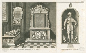 Wolverhampton - Pomníky plukovníka Johna Lanea a admirála Richarda Levesona: rytina, nd [c 1798] (tisk) od Stebbing Shaw