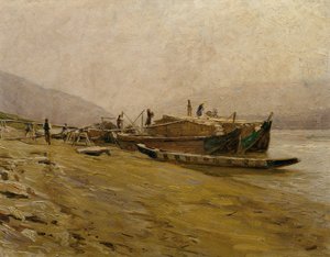 Dunajské remorkéry poblíž Spitz od Stefan Simony