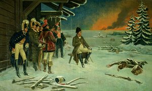 Napoleon v Malojaroslavci (olej na plátně)