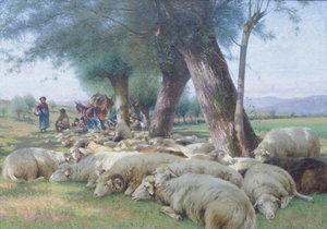 Ovce v klidu, kolem roku 1900 (olej na plátně)