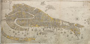 Věrná a skutečná kresba města Venetia. Panorama Benátek, 1676. od Stefano Scolari