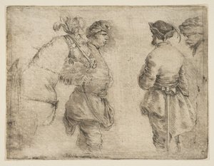 Polák, který vede koně za uzdu a mluví se dvěma dalšími muži, ca. 1662. od Stefano della Bella