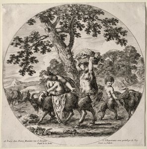 Rodina satyrů na cestách od Stefano della Bella