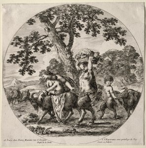 Rodina satyrů na cestách. od Stefano della Bella