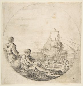 Sedící bílý námořník, stojící černý námořník, ca. 1660. od Stefano della Bella