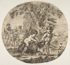 Dítě a satyrské dítě hrající si s kozou, ca. 1657. od Stefano della Bella