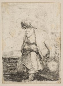 Starý Turek sedící na kameni, ca. 1662. od Stefano della Bella