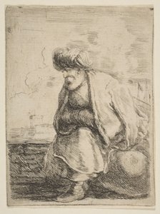 Starý Turek sedící na kameni, ca. 1662. od Stefano della Bella