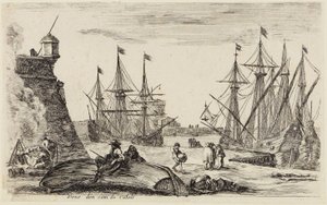Pohledy na námořní přístavy (Vues de ports de mer): Pohled na jeden kout přístavu v Calais od Stefano della Bella