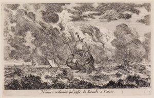 Pohledy na námořní přístavy: plachetnice plující z Doveru do Calais od Stefano della Bella