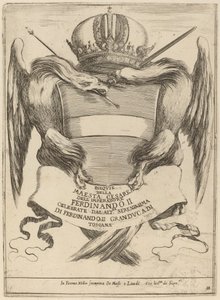 Zbraně s věnováním velkovévodovi Ferdinandovi II od Stefano della Bella