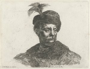 Busta Poláka s knírkem a kloboukem s pérem Základy kreslení (název série) I principii del disegno (název série) od Stefano della Bella